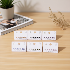 Orecchini a Perno con Zirconi Colorati Rotondi 4mm 5mm 6mm Set di Gioielli alla Moda - Product Image 3