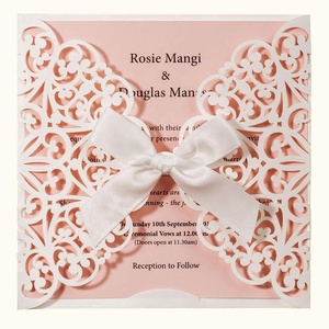 Offre Spéciale carte d'invitation de <span class=keywords><strong>mariage</strong></span> découpée au <span class=keywords><strong>laser</strong></span> en <span class=keywords><strong>dentelle</strong></span> blanche élégante avec embellissement - Product Image 3