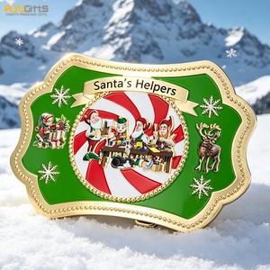 Boucle de ceinture en métal émaillé de Noël avec rennes, flocons de neige et Père Noël, cadeau festif pour hommes et femmes, accessoire de fête de Noël en alliage - Product Image 1