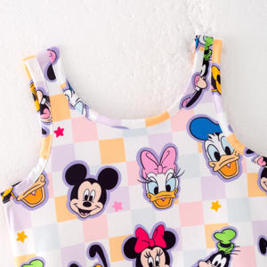 बच्चों को बाल लड़कियों के ग्रीष्मकालीन चरित्र प्रिंट आस्तीन के साथ स्कर्ट सेट स्ट्रेची नरम पोशाक - Product Image 3