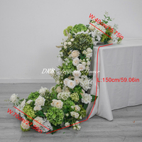 DKB - Guirnalda de Flores Larga para Boda en Verde, Blanco y Marrón, para Decoración de Pasillos de Boda