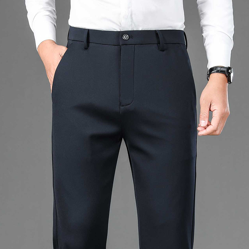 Navy Blue Mens Slim fit dress pants skinny work trousers