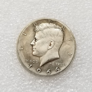 Moneta Americana Kennedy 1966 Placcata Argento, Artigianato <span class=keywords><strong>Antico</strong></span>, Forma 3D con Taglio a Stampo - Product Image 2