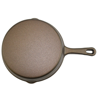 Poêle en fonte dorée polie de 25 cm avec deux becs verseurs pour cuisson à haute température et friture