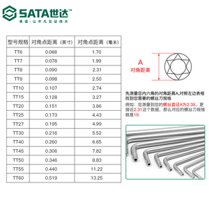 ชุดประแจหกเหลี่ยม SATA Torx T20 T30 S2 เหล็กอัลลอยด์ ความแข็งสูง เครื่องมือไขควงดาว - Product Image 3