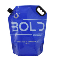 Sac bleu personnalisé de poche de bec 1L & 3L écologique avec poignée d'impression de becs en plastique de moteur de voiture pour l'emballage d'huile et de congélateur