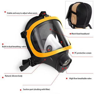 Masker <span class=keywords><strong>Gas</strong></span> wajah, peralatan pelindung pribadi, masker <span class=keywords><strong>Gas</strong></span> silikon wajah penuh dapat disesuaikan Perlindungan kimia pemadam kebakaran - Product Image 4