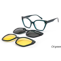 Lunettes de vue œil de chat en acétate à monture complète avec clip magnétique pour verres polarisés amovibles, idéales pour la conduite et les activités de plein air