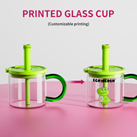 Gobelet en verre de haute qualité pour enfants avec paille et graduations, motifs de dessins animés mignons