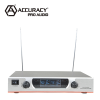 Microphone sans fil portable à double canal précision Pro Audio VHF-766, micro bluetooth, carte son pour streaming en direct