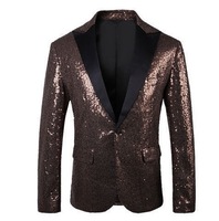 Costume de club blazer à paillettes brillantes pour fête robes minces col châle veste blazer de fête de mariage pour hommes