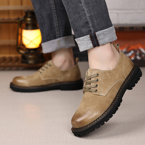 Men's Autumn <b>Head</b> Toe Lace-up Lightweight Solid PU Lining Rubber Outsole Korean Version Casual Retro Work British <b>Style</b> Trendy - Product Image 4