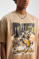 Kaos Retro Dyeing Distressed Print Tahan Cuci Desain Unik Longgar Gaya Jalanan Trendi Merek Ternama Pria & Wanita