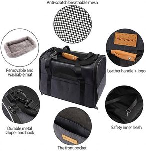 Transportín para Gatos, Bolsa de Viaje para Mascotas, Aprobado por Aerolíneas, Plegable, de Tela, para Gatos, Perros y Cachorros Pequeños y Medianos - Product Image 5