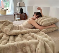 Manta de Terciopelo de Imitación de Piel de Conejo Estilo Toscana, de Doble Cara, Gruesa, Estilo Nórdico, para Todas las Estaciones, para Siesta en la Oficina y Cubierta de Sofá