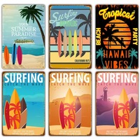Rétro américain personnalisé plage surf plaque de peinture en aluminium pour la décoration avec logo