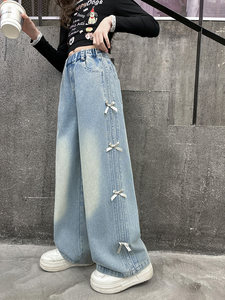 <span class=keywords><strong>Jeans</strong></span> a Vita Alta e Gamba Larga per Ragazze, Stile Casual Primavera/Autunno 2026, Nuova Collezione per Ragazze Più Grandi - Product Image 3