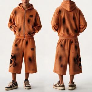 Custom Unisex Sweatsuits Cotton Jogging Suits Hoodies <strong>and</strong> <strong>Shorts</strong> <strong>Sets</strong> Baggy Tracksuits for <strong>Men</strong> 3/4 Sweatpants <strong>and</strong> <strong>Hoodie</strong> <strong>Set</strong> - Product Image 2