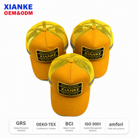 Topi Trucker Hitam 5 Panel Snapback Kapas Terstruktur Bordir Logo Kustom X&K, Bernapas, Cocok untuk Aktivitas Luar Ruangan Musim Panas