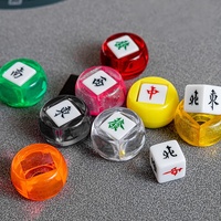 Accessoires de Mahjong pour le démarreur de jeu (direction du vent) : dés colorés en acrylique, code sud-est, nord-ouest, centre, dés blancs, grands