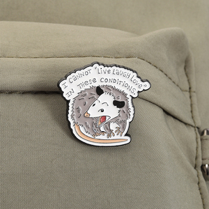 Broches en émail amusantes et grincheuses sur le thème de l'opossum, citation sarcastique sur l'opossum, je ne peux pas vivre, rire, aimer, broche de revers, vente en gros - Product Image 3