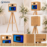 Photomaton en bois à impression automatique avec éclairage intégré, imprimante DNP QW410, kiosque portable pour selfies pour événements