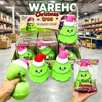 USA Wholesale Cute Face Kawaii 16cm Jumbo Christmas Trees Stress Relief Squishy Fidget Squeeze Toy