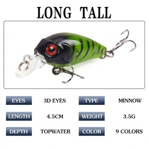 Wholesale OEM 45mm/3.8g Top Water <b>Floating</b> Crank <b>Fishing</b> Lure 7-color Artificial Plastic Hard Sea Bass Lake Saltwater Fish Cod - Product Image 3