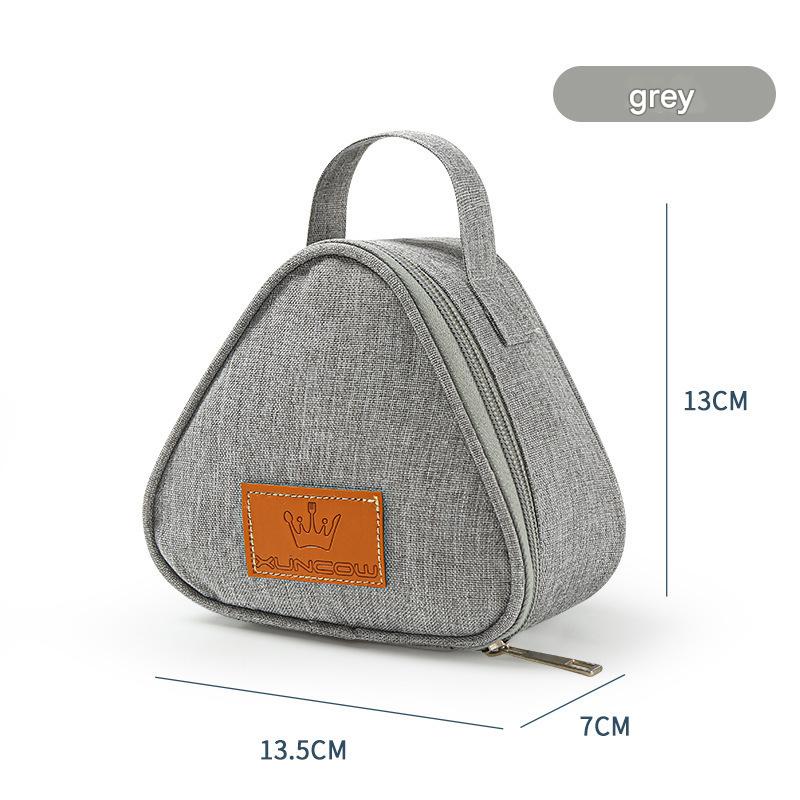 3-PCS Grey Triangular Insulated Lunch Bag with Food-Grade Aluminum Lining for Heat Preservation and Freshness, Ideal for Meals, Snacks, Eggs, and Milk on the Go