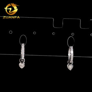 क्लासिक हिप हॉप शैली के गहने हूप इयररिंग्स गुलाबी हीरे पास्टस्टर 925 चांदी के vmissanite दिल ड्रॉप ईयररिंग्स - Product Image 3