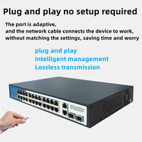 24Port Gigabit Switch 1000Mbps POE Switch , Smart 48V POE Jaringan Power Over Ethernet Kamera Jaringan Switch, 2 Port Uplink 2 SFP