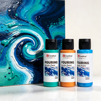 Kit de peinture acrylique non toxique pour coulage artistique, haute couvrance, pour étudiants, DIY, peinture acrylique métallique pour coulage sur toile, motif ours