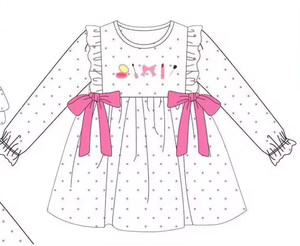 Girls Long Sleeve Dot <b>Dress</b> Top Pink Leggings Bodysuit Set Sweet Ruffle Bow Make <b>Up</b> Designs <b>Toddler</b> Outfit - Product Image 6