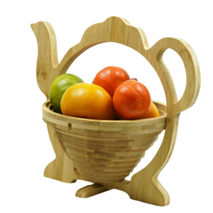 ตะกร้าไม้ไผ่พับได้รูปทรงกาน้ำชาสำหรับเสิร์ฟผลไม้ - Product Image 2
