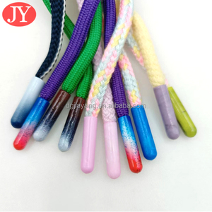 Celana olahraga katun hitam renda, poliester warna-warni untuk tali sepatu dengan ujung kabel Aglet logam - Product Image 1