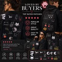 Patchs brodés thermocollants et à coudre Kawaii Yin Yang Chat Noir et Blanc Miau, pour pulls, écharpes et nœuds papillon