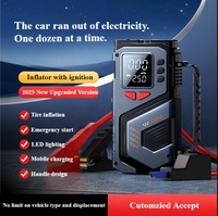 Compresseurs d'Air Portables Puissants 6000mAh 150PSI, Démarreur de Secours, Gonfleur de Pneus de Voiture avec Pompe à Air Mini et Booster de Batterie