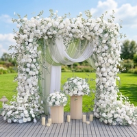 Décoration florale artificielle pour mariage, guirlande de verdure artificielle, rangée de feuilles vertes et blanches, décoration florale en forme de U pour arche