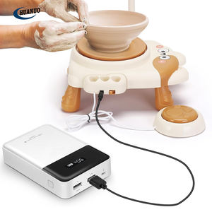 Kit mainan kerajinan seni hadiah anak-anak, kit DIY pembuat tanah liat untuk pemula dengan 3 paket mesin roda tembikar tanah liat pemodelan - Product Image 3