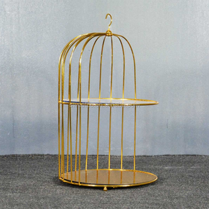 Yeni tasarım elektrolizle şampanya düğün metal kuş kafesi düğün parti olay dekorasyon için, düğün masa centerpiece - Product Image 2