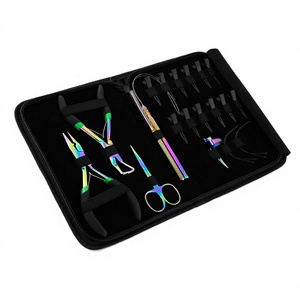 Micro and Nano Ring Hair Extension Tools Kit Stainless Steel Plier Pulling Loop C-Type <b>Needles</b> Crimping <b>Bead</b> Removal Tool - Product Image 1