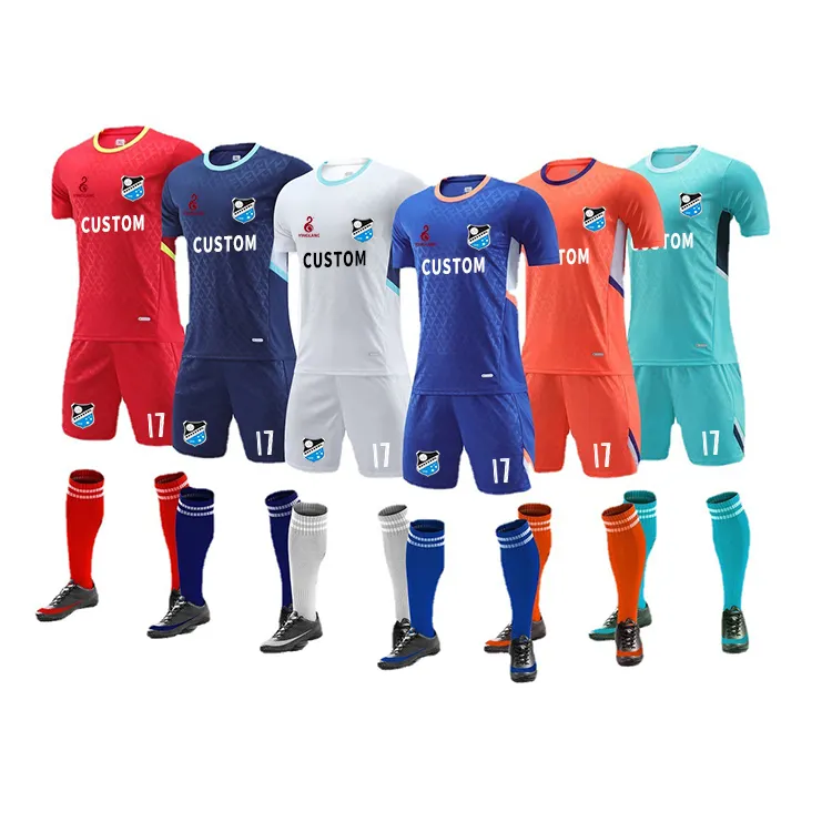 Benutzer definiertes Logo Sublimierte Team Training Kits Shorts Shirt Komplette Sets Uniformen Fußball trikots Fußball trikot für Männer