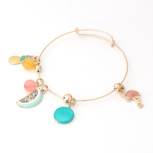 V & R idiota y Ani epoxi piña sandía carcasa disco flamingo colgantes chapados en oro elástico Alex pulseras de pandora - Product Image 1