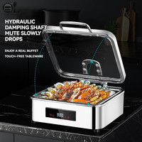 Plat chauffant électrique de luxe 9L en acier inoxydable/céramique pour buffet, chauffe-plats AC 110-240V 400W