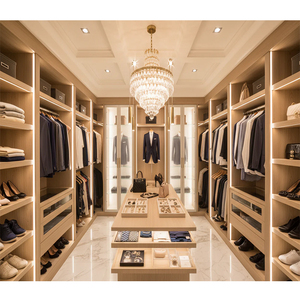 Armoire-penderie en forme de U en bois stratifié mélaminé chêne blanc pour chambre principale - Product Image 1