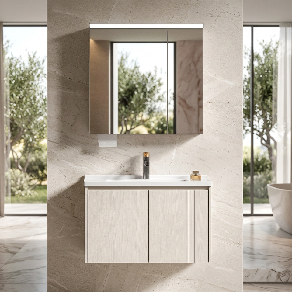 Modern Minimalist Hotel Project Wall Hung Bathroom Vanity with Ceramic ...
