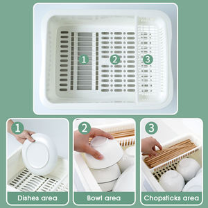 Scatola di immagazzinaggio di plastica delle stoviglie dello scolapiatti delle ciotole dei piatti della famiglia della fabbrica di vendite calde con il coperchio - Product Image 2