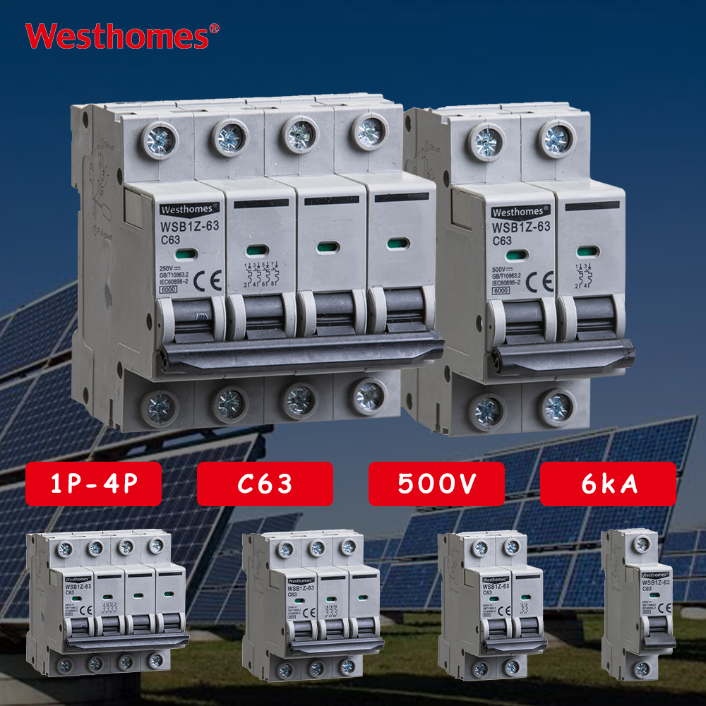 DC MCB WSB1Z-63 1P 2P 500V 1000V 6kA 10A 16A 25A 32A 63A Photovoltaic Overload Protection DIN Rail Solar PV Circuit Breaker · image 1
