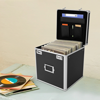 Boîte de rangement pour disques en aluminium pour jusqu'à 50+ albums de 12 pouces, caisse à disques, étui pour LP, étui de transport, boîte à outils