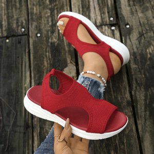 Women Large Hollow Sports <b>Sandals</b> Summer New Breathable European and American Thick-Soled Wedge <b>Sandals</b> Wholesale - Product Image 3